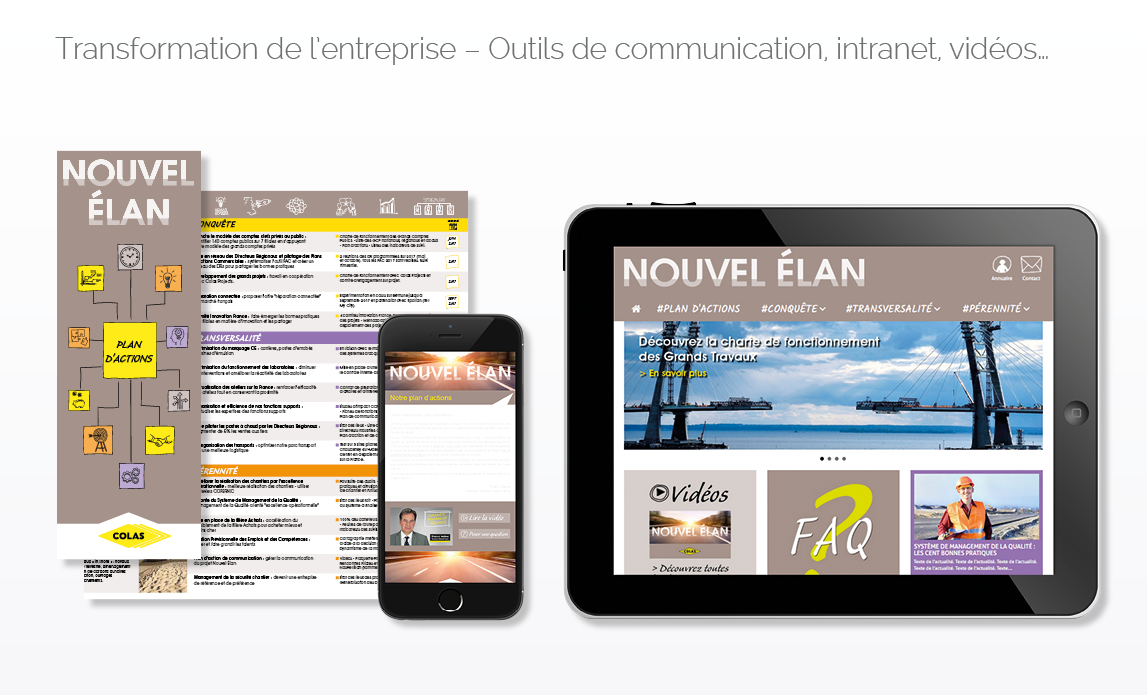 Transformation de l’entreprise – Outils de communication, intranet, vidéos…